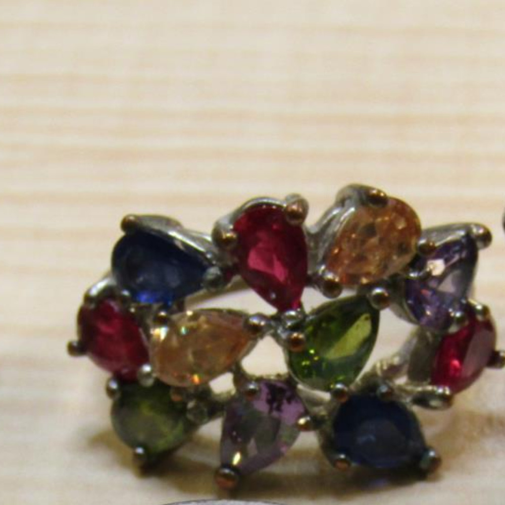 vintage chunky fruit salad rhinestone ring size 6